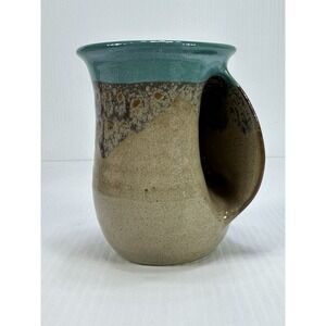 SIGNED NEHER Ceramic Pottery RIGHT HANDED WARMER MUG COFFEE CUP